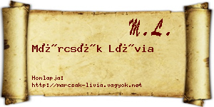 Márcsák Lívia névjegykártya